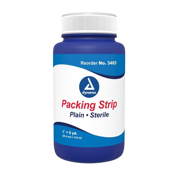 Dynarex Corporation Packing Strip Cotton 1"X5Yd Sterile Not Made With Natural Rubber Latex 12/Ca - 3403