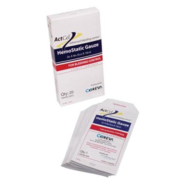 Coreva Health Sciences Gauze Hemostatic Actcel 2X4" Cellulose Sterile 20/Bx - 183547000242