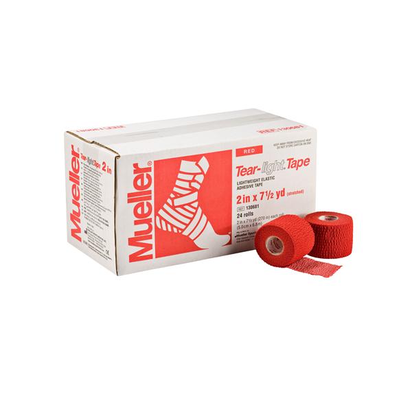 Mueller Sports Medicine Tape Athletic Tear-Light Elastic 2"X7.5Yd Adhesive Red 24/Ca - 130681