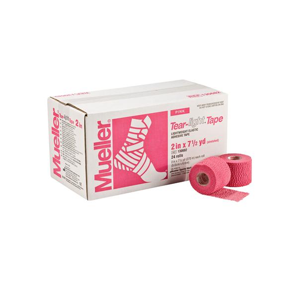 Mueller Sports Medicine Tape Athletic Tear-Light Elastic 2"X7.5Yd Adhesive Pink 24/Ca - 130682