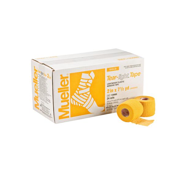 Mueller Sports Medicine Tape Athletic Tear-Light Elastic 2"X7.5Yd Adhesive Gold 24/Ca - 130685