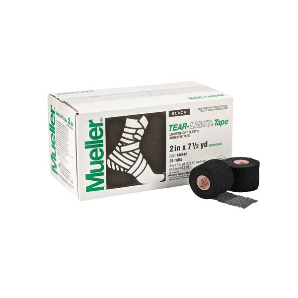 Mueller Sports Medicine Tape Athletic Tear-Light Elastic 2"X7.5Yd Adhesive Black 24/Ca - 130642