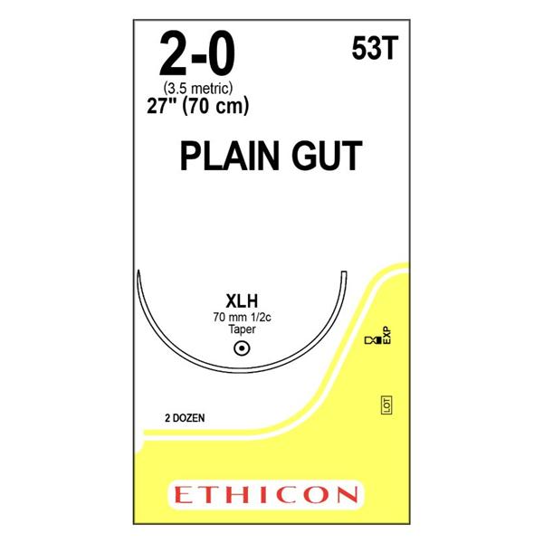 Ethicon Inc,a J & J Company Suture 0 Plain Gut Xlh Yellowish Tan 27" Monofilament 24/Bx - 53T