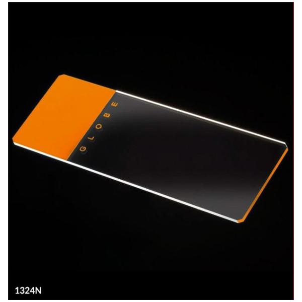 Globe Scientific Frosted Microscope Slide 3X1" Orange W/ 90D Grounded Edg/Sfty Crnr 20Bx/Ca - 1324N