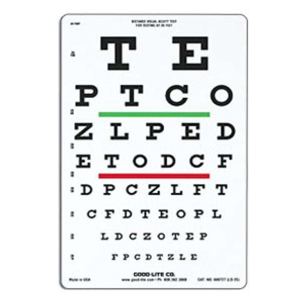 Good-Lite Co Chart Eye 20' Testing Distance 9X14" Ea - 600727