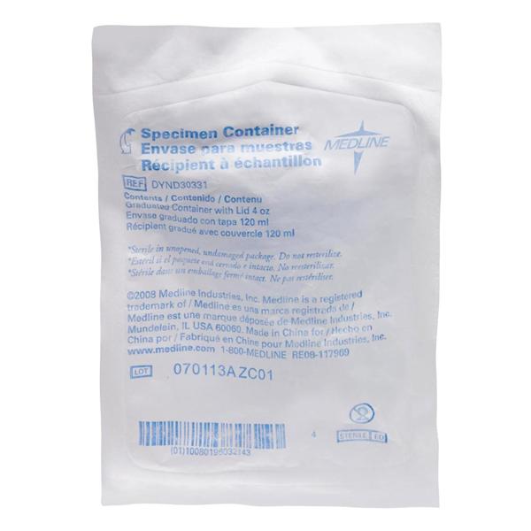 Medline Indus Specimen Container 4Oz Silicone Sterile 100/Ca - Hosp Div
