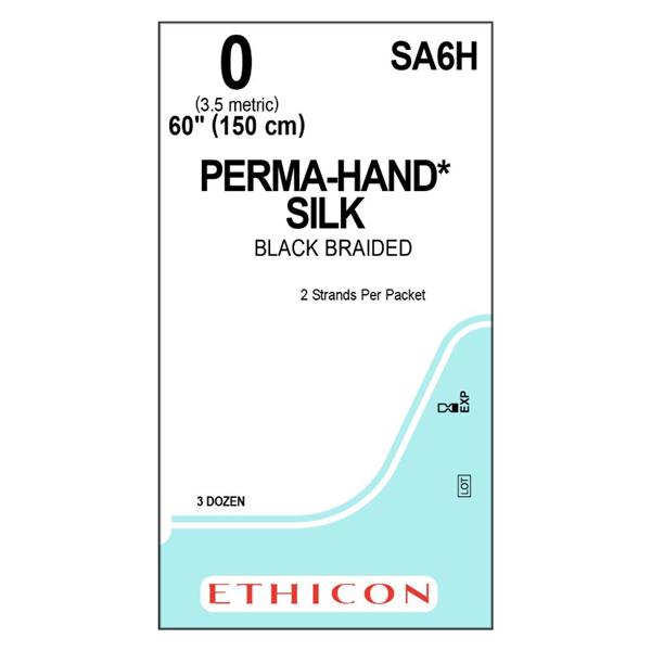 Ethicon Inc,a J & J Company Suture 0 Silk No Needle Perma-Hand Black 2X60" Braid 36/Bx - SA6H