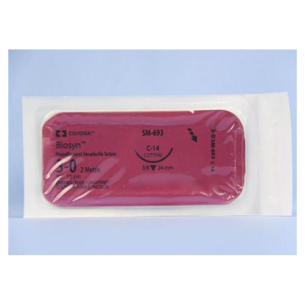 Medtronic MITG-Covidien Suture 3-0 Polyglecaprone C-14 Biosyn Undyed 30" Monofilament 36/Ca - SM693