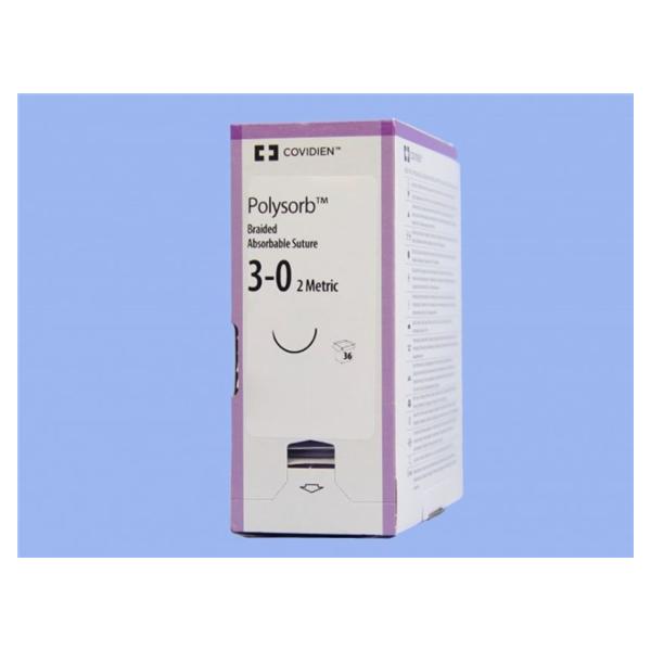 Medtronic MITG-Covidien Suture 3-0 Polyester Cv-23 Polysorb Undyed 30" Braid 36/Ca - UL215