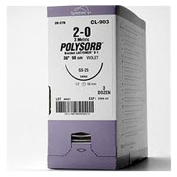 Medtronic MITG-Covidien Suture 0 Polyester Hos-10 Polysorb Undyed 5X18" Braid 12/Ca - CL55MG