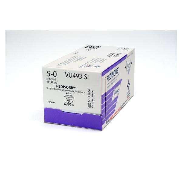 Myco Medical Supplies Suture 5-0 Polyglycolic Acid Mp-3 Reli Redisorb Undyed 18" Braid 12/Bx - VU493-SI