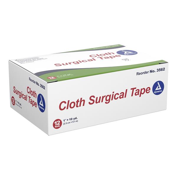 Dynarex Corporation Tape Surgical Cloth 1"X10Yd Adhesive White 12/Bx, 12 Bx/Ca - 3562