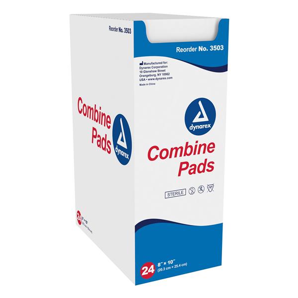 Dynarex Corporation Pad Abd Combine Fluff Filled 8X10" Non-Woven Outer Sterile 24/Pk, 15 Pk/Ca - 3503