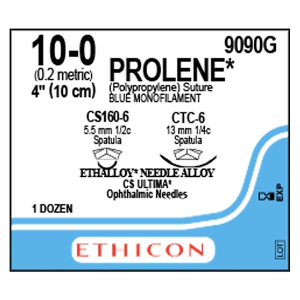Ethicon Inc,a J & J Company Suture 10-0 Pp Cs160-6/Ctc-6 Prolene Blue 4" Double Arm Monofilament 12/Bx - 9090G