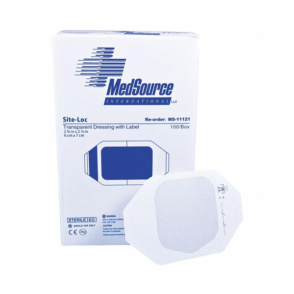 Medsource International Dressing Transparent Site-Loc Plastic 2X2" Adhesive Transparent 100/Bx, 4 Bx/Ca - MS-11121