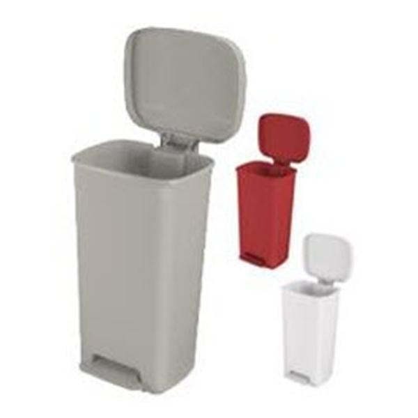 Brewer Company Can Trash Plastic 13Gal Step-On Pedal Overlapping Lid Beige Rectangle Each - 25268