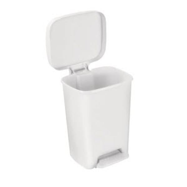 Brewer Company Can Trash Plastic 8Gal Step-On Pedal Overlapping Lid White Rectangle Each - 25269