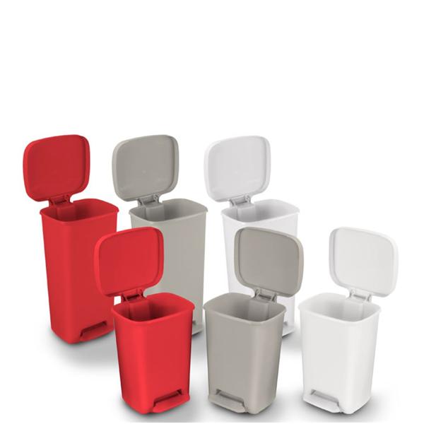 Brewer Company Can Trash Plastic 8Gal Step-On Pedal Overlapping Lid Beige Rectangle Each - 25271