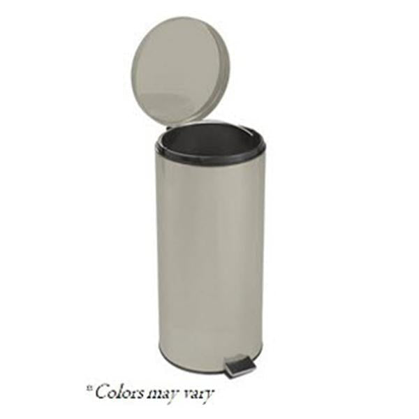 Brewer Company Can Trash Ss/Enml Fnsh 8Gal Step-On Pedal Overlapping Lid Beige Round Each - 45268