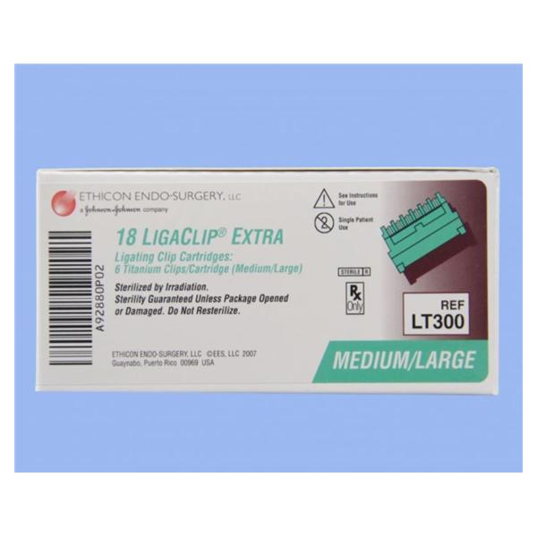 Ethicon Inc,a J & J Company Clip Ligating Ligaclip Extra Titanium 18/Bx - LT300