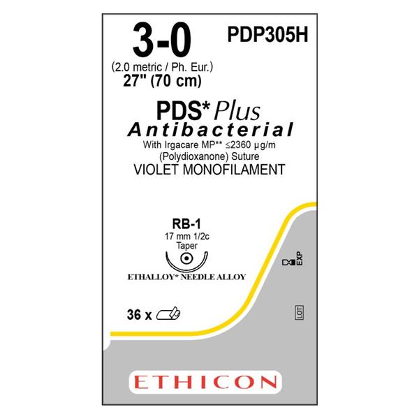 Ethicon Inc,a J & J Company Suture 3-0 Triclosan, Pdo Rb-1 Pds Plus Violet 1X27" Monofilament 36/Bx - PDP305H