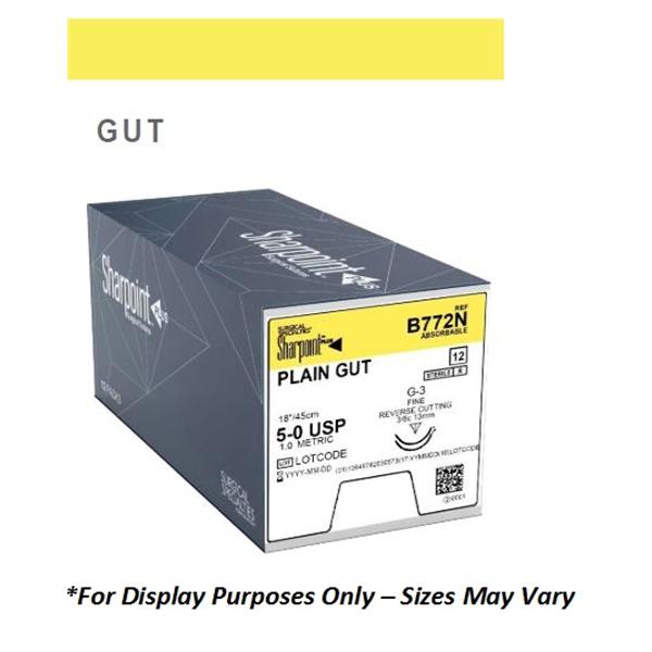 Look/Div Surgical Specialties Suture 5-0 Plain Gut C-17 Sharpoint Beige 18" Monofilament 12/Bx - 535B
