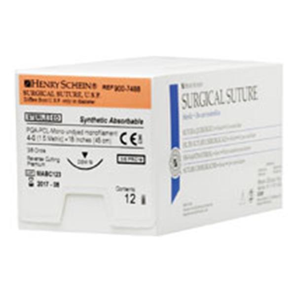 Henry Schein Suture 4-0 Pga/Pcl Dsm13 Monoderm 18" Monofilament 12/Bx - 5700464