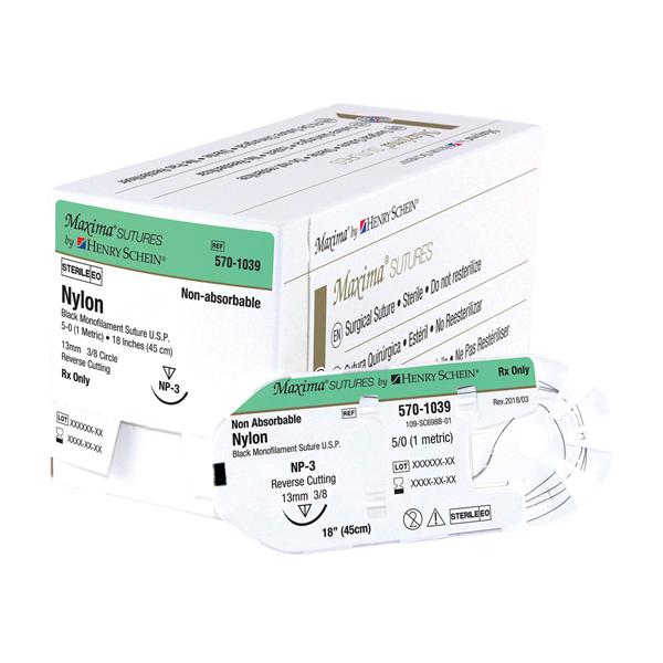 Henry Schein Suture 4-0 Nylon Nps-2 Black 1-18" 12/Bx - 1667B-HSM