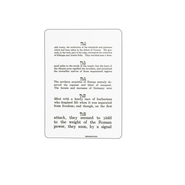 Graham-Field/Everest &Jennings Chart Reading Jaeger Vision Testing 4-3/4X7" Ea - 1242