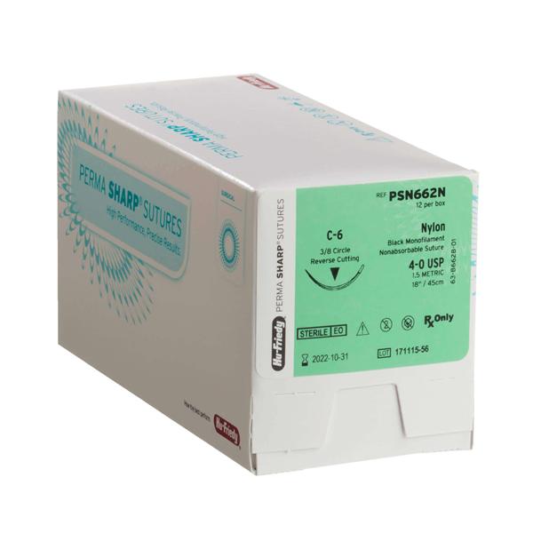 Hu-Friedy (Hufriedy) Suture 4-0 Nylon C-5 Perma Sharp Black 18" Monofilament 12/Pk - PSN662N