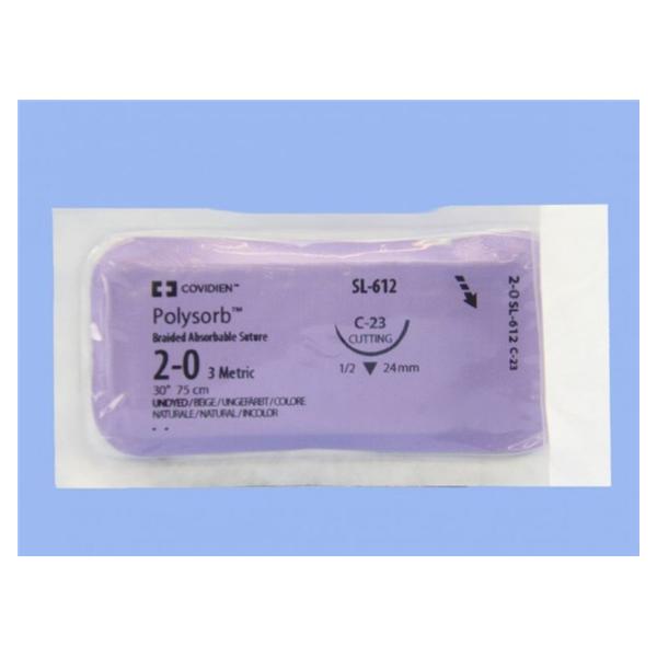 Medtronic MITG-Covidien Suture 2-0 Polyester C-23 Polysorb Undyed 30" Braid 36/Ca - SL612