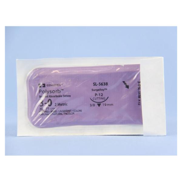 Medtronic MITG-Covidien Suture 3-0 Polyester P-12 Polysorb Undyed 30" Braid 36/Ca - SL5638