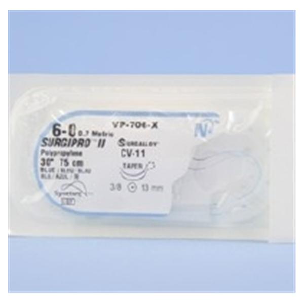 Medtronic MITG-Covidien Suture 6-0 Pp Cv-11/Cv-11 Surgipro Blue 30" Double Arm Monofilament 36/Ca - VP706X