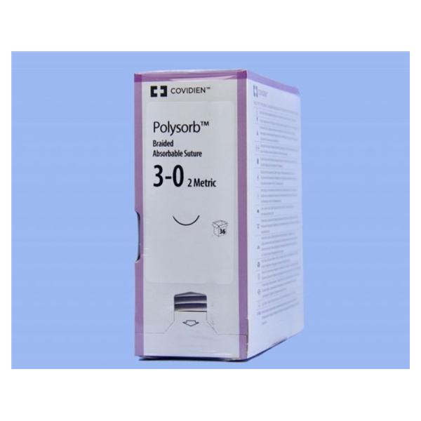 Medtronic MITG-Covidien Suture 3-0 Polyester P-14 Polysorb Undyed 18" Braid 36/Ca - SL5640