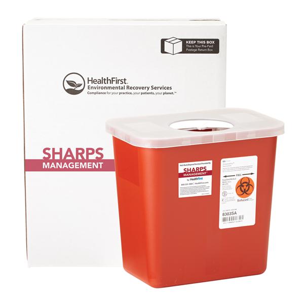 Healthfirst Corp. Mailer System Sharps Sharps Management 2Gal Large Plstc Adj Rtr Clsr Rd/Wht Each - 1005920