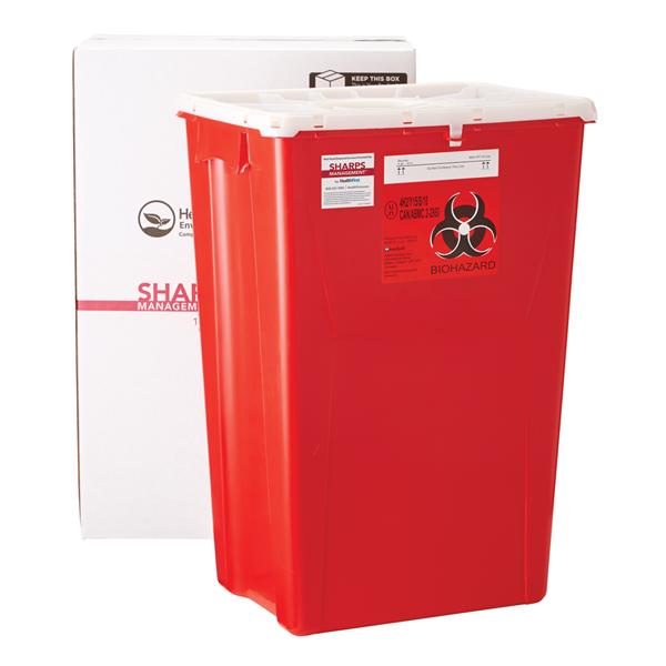 Healthfirst Corp. Mailer System Sharps Sharps Management 18Gal Large Plastic Red/White Ea - 1005940