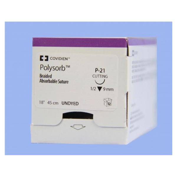 Medtronic MITG-Covidien Suture 4-0 Polyester P-21 Polysorb Undyed 18" Braid 12/Ca - SL1645G