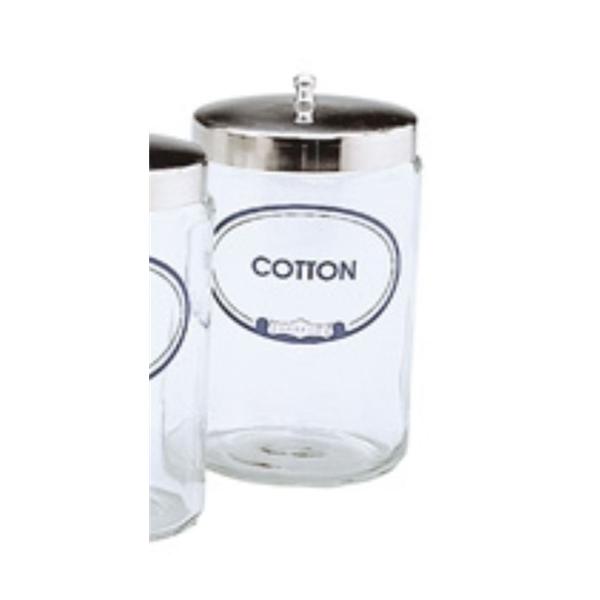 Graham-Field/Everest &Jennings Jar Cotton 7X4-1/4" Clear Glass With Stainless Steel Cover Ea - 3454A C