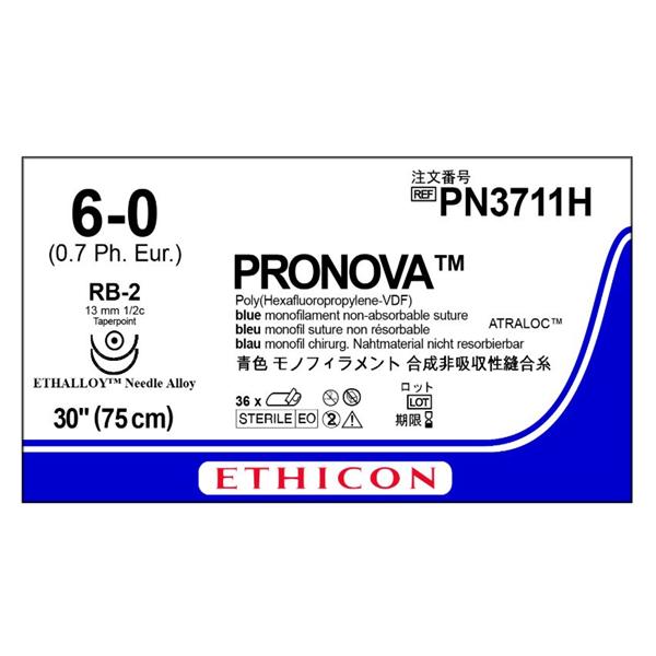 Ethicon Inc,a J & J Company Suture 6-0 Pvdf Rb-2/Rb-2 Pronova Blue 30" Double Arm Monofilament 12/Bx - PN3711H