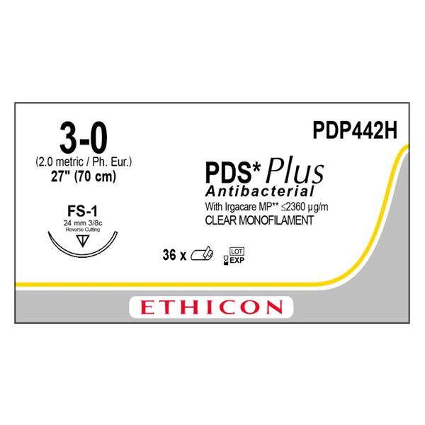 Ethicon Inc,a J & J Company Suture 3-0 Triclosan, Polydioxanone Fs-1 Pds Plus Undyed 27" Monofilament 36/Bx - PDP442H