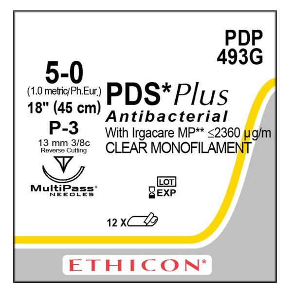 Ethicon Inc,a J & J Company Suture 5-0 Triclosan, Polydioxanone P-3 Pds Plus Undyed 18" Monofilament 12/Bx - PDP493G