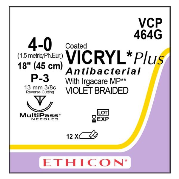 Ethicon Inc,a J & J Company Suture 4-0 Tcs/Pg910 P-3 Coated Vicryl Plus Violet 18" Braid 12/Bx - VCP464G