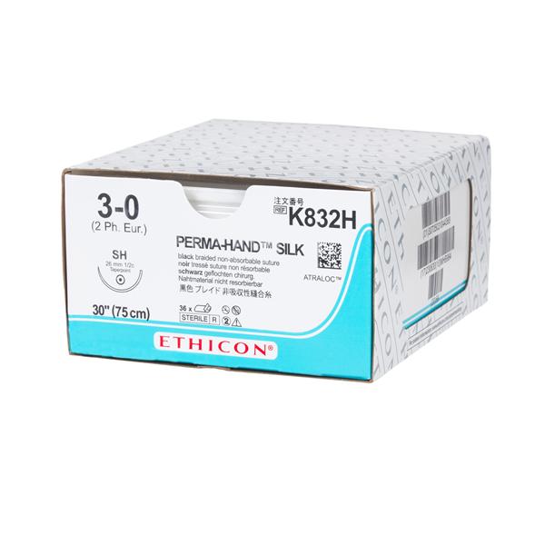 Ethicon Inc,a J & J Company Suture 3-0 Silk Sh Perma-Hand Black 30" Braid 36/Bx - K832H
