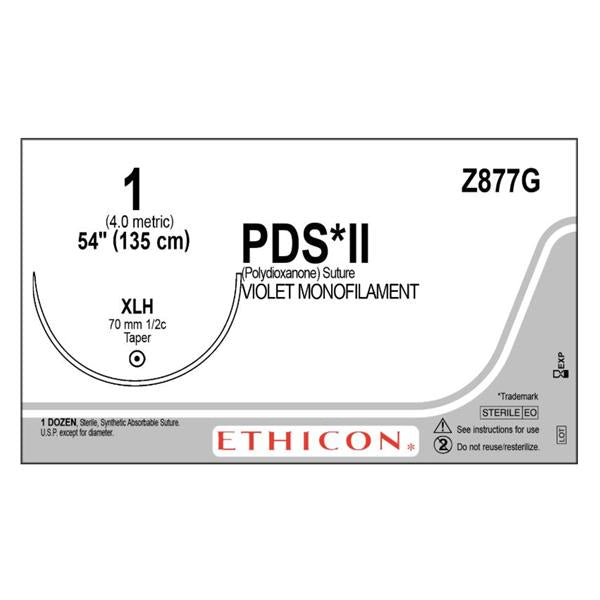 Ethicon Inc,a J & J Company Suture 1 Polydioxanone Xlh Pds Ii Violet 1X54" Monofilament 12/Bx - Z877G