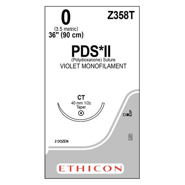 Ethicon Inc,a J & J Company Suture 0 Polydioxanone Ct Pds Ii Violet 36" Monofilament 24/Bx - Z358T