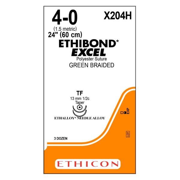 Ethicon Inc,a J & J Company Suture 4-0 Polyester Tf/Tf Ethibond Excel Green 24" Double Arm Braid Bx - X204H