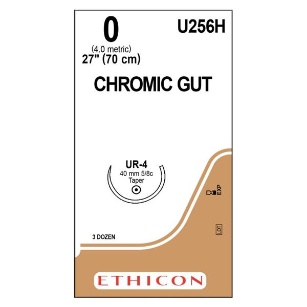 Ethicon Inc,a J & J Company Suture 0 Chromic Gut Ur-4 Brown 27" Monofilament Bx - U256H