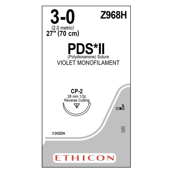 Ethicon Inc,a J & J Company Suture 3-0 Polydioxanone Cp-2 Pds Ii Violet 27" Monofilament 36/Bx - Z968H