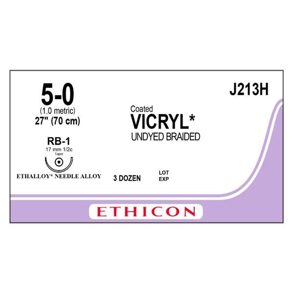 Ethicon Inc,a J & J Company Suture 5-0 Polyglactin 910 Rb-1 Vicryl Undyed 27" Braid 36/Bx - J213H