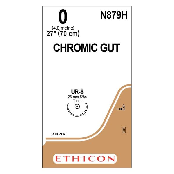 Ethicon Inc,a J & J Company Suture 0 Chromic Gut Ur-6 Brown 27" Monofilament 36/Bx - N879H